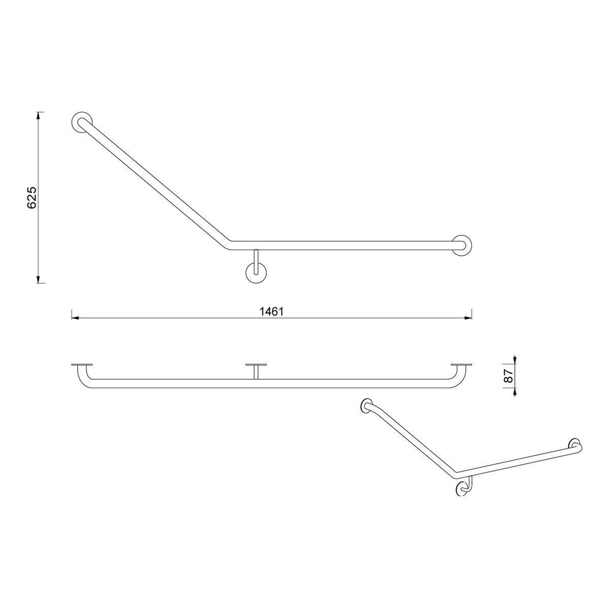 Meir Care Range 40 Degree Right Side Grab Rail, Champagne