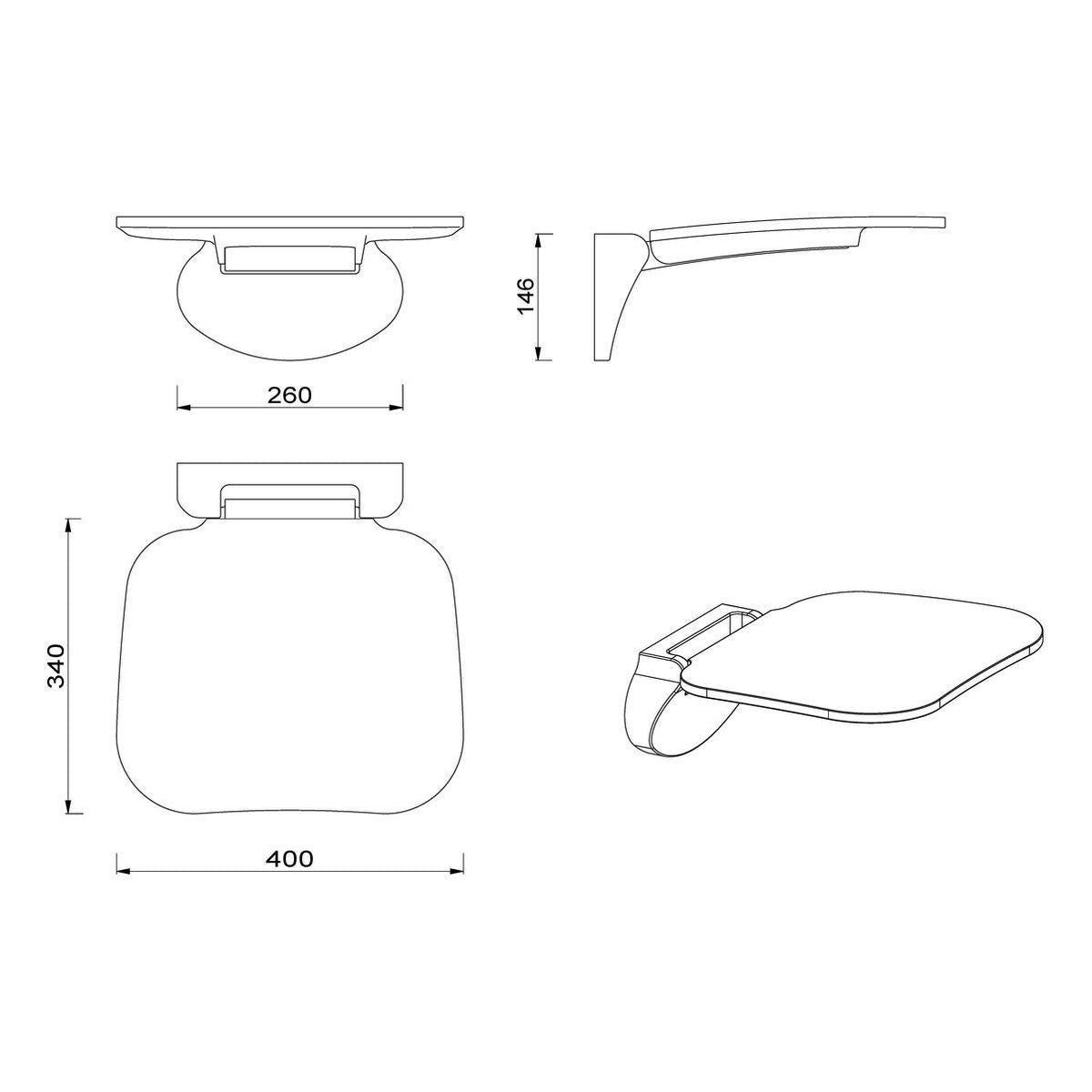 Meir Care Range Shower Seat, Brushed Nickel