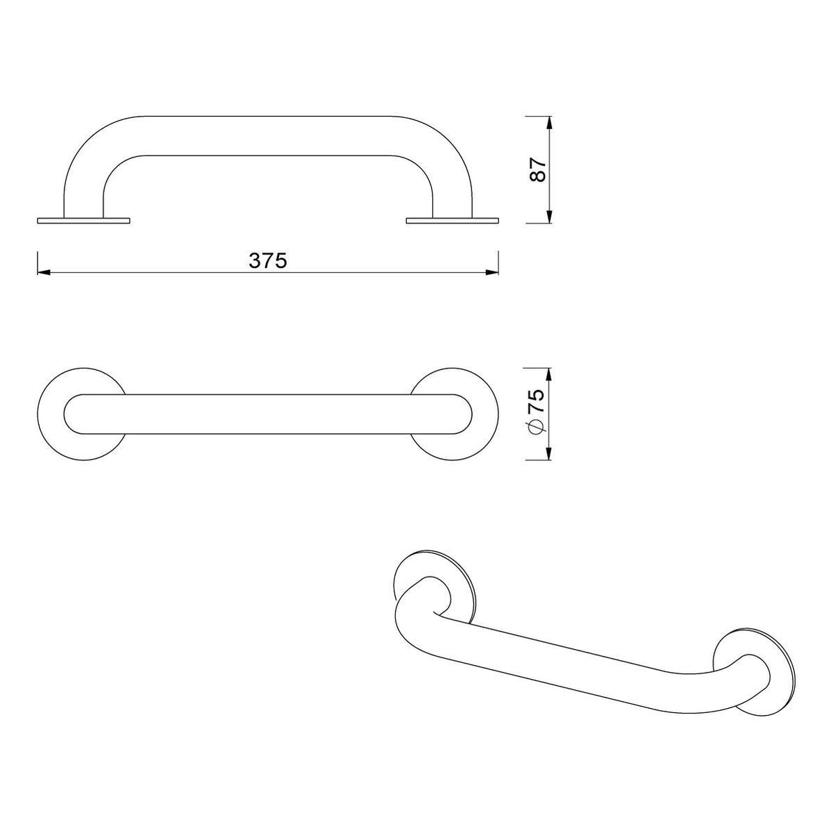 Meir Care Range Straight Grab Rail 300Mm, Brushed Nickel