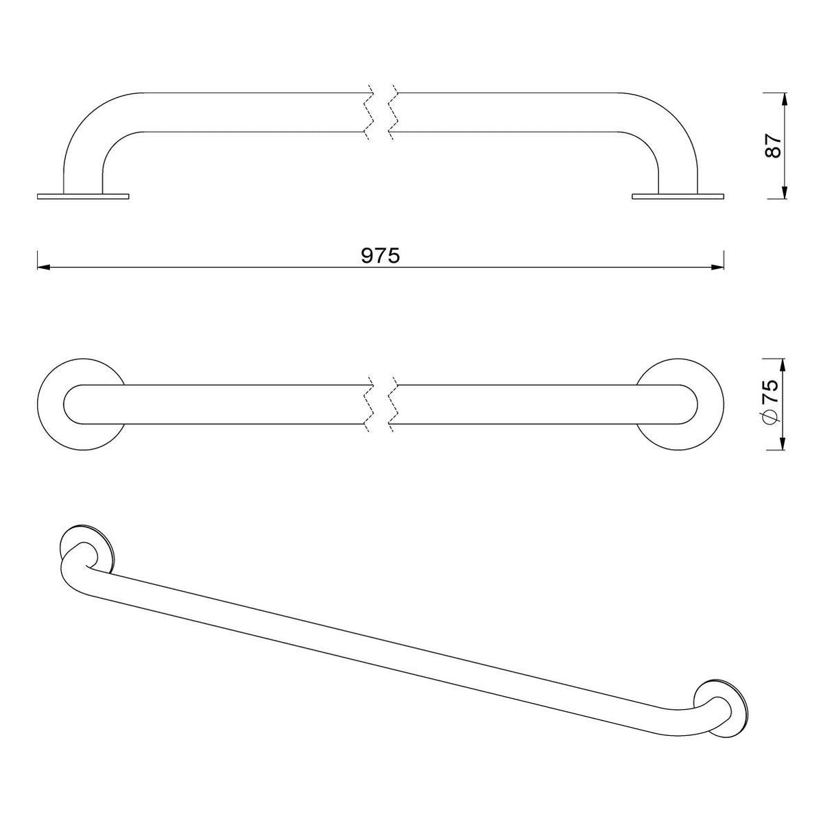 Meir Care Range Straight Grab Rail 900Mm, Brushed Nickel