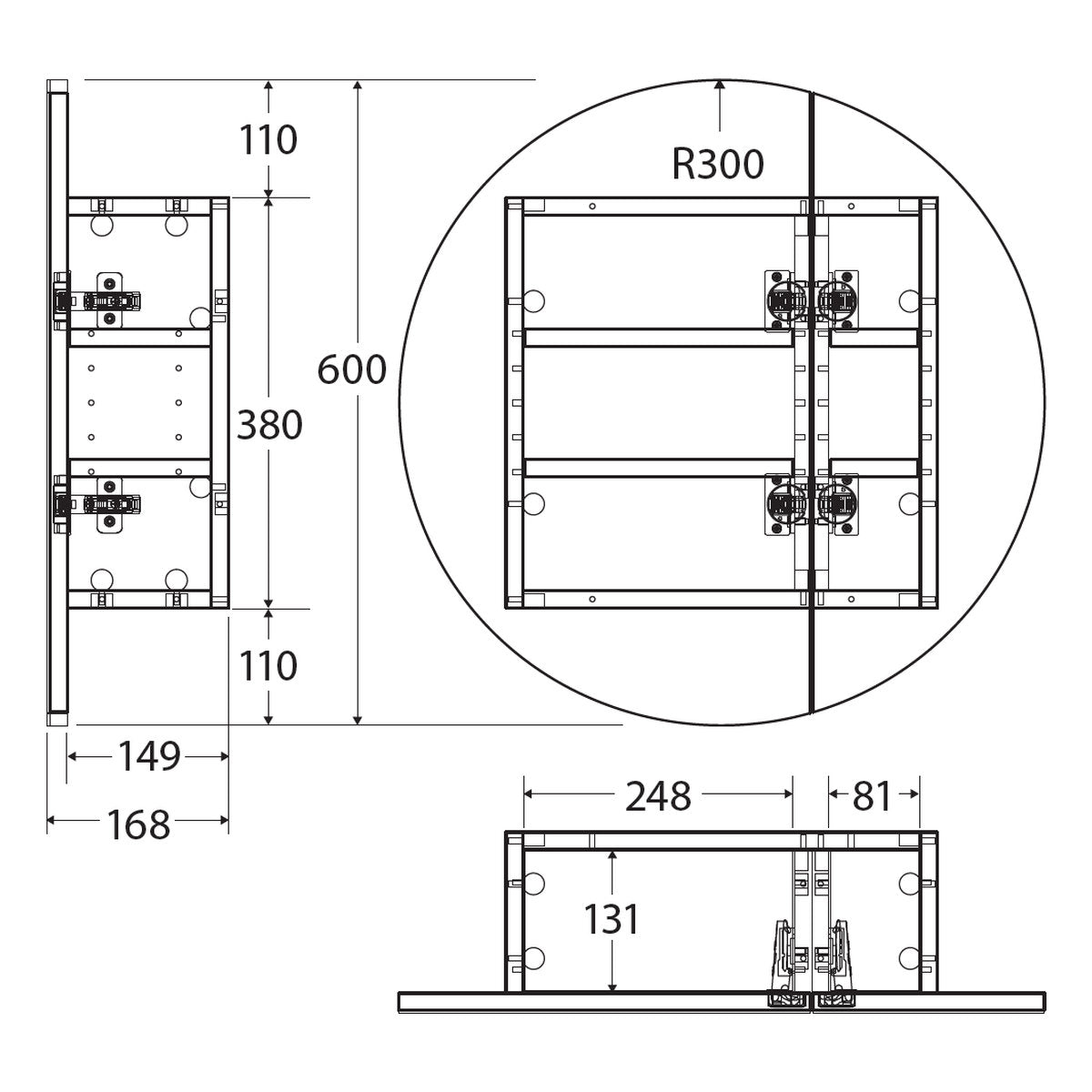 Fienza Marlowe Round Mirror Cabinet, 600 x 600mm