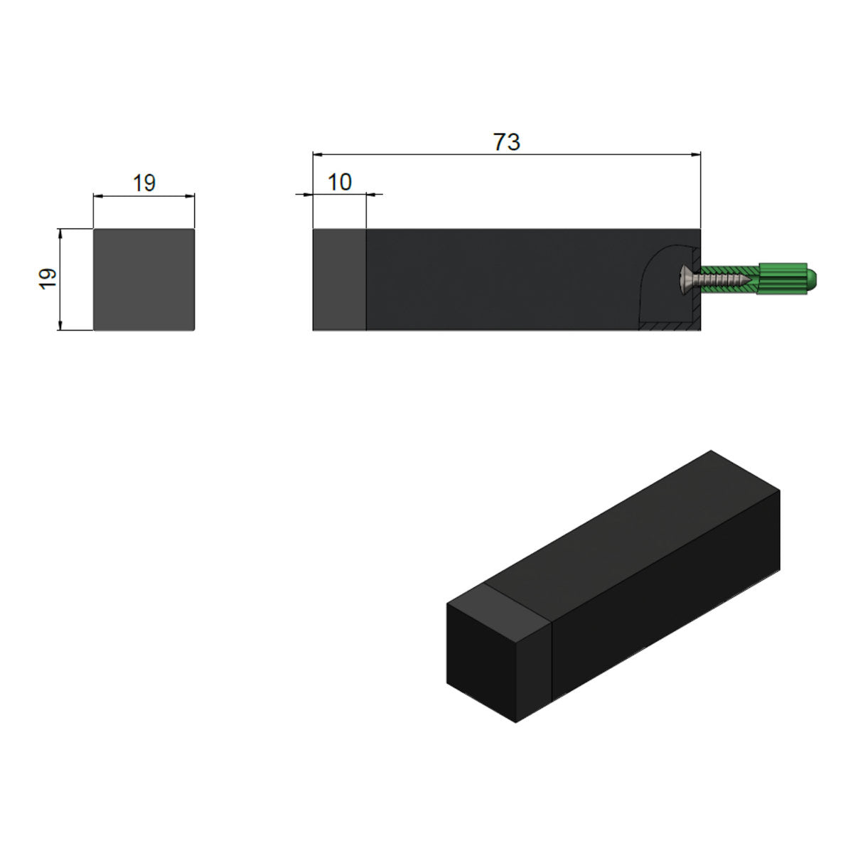 Square Door Stop Matte Black