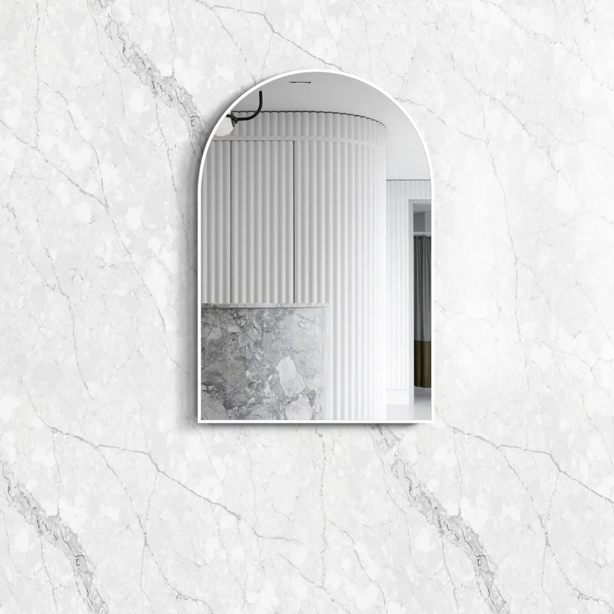 Archie 900x600 White Metal Framed Mirror