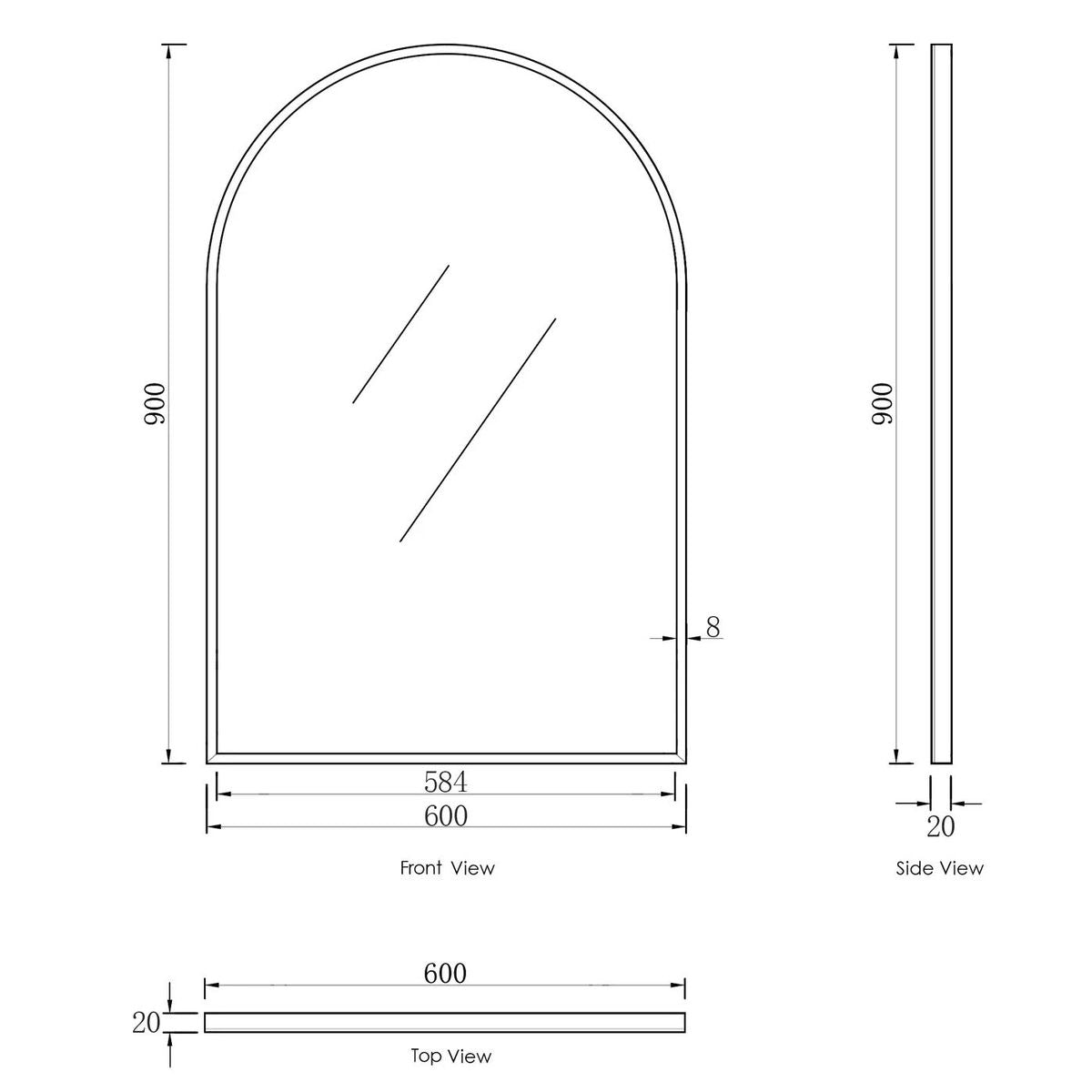 Archie 900x600 White Metal Framed Mirror