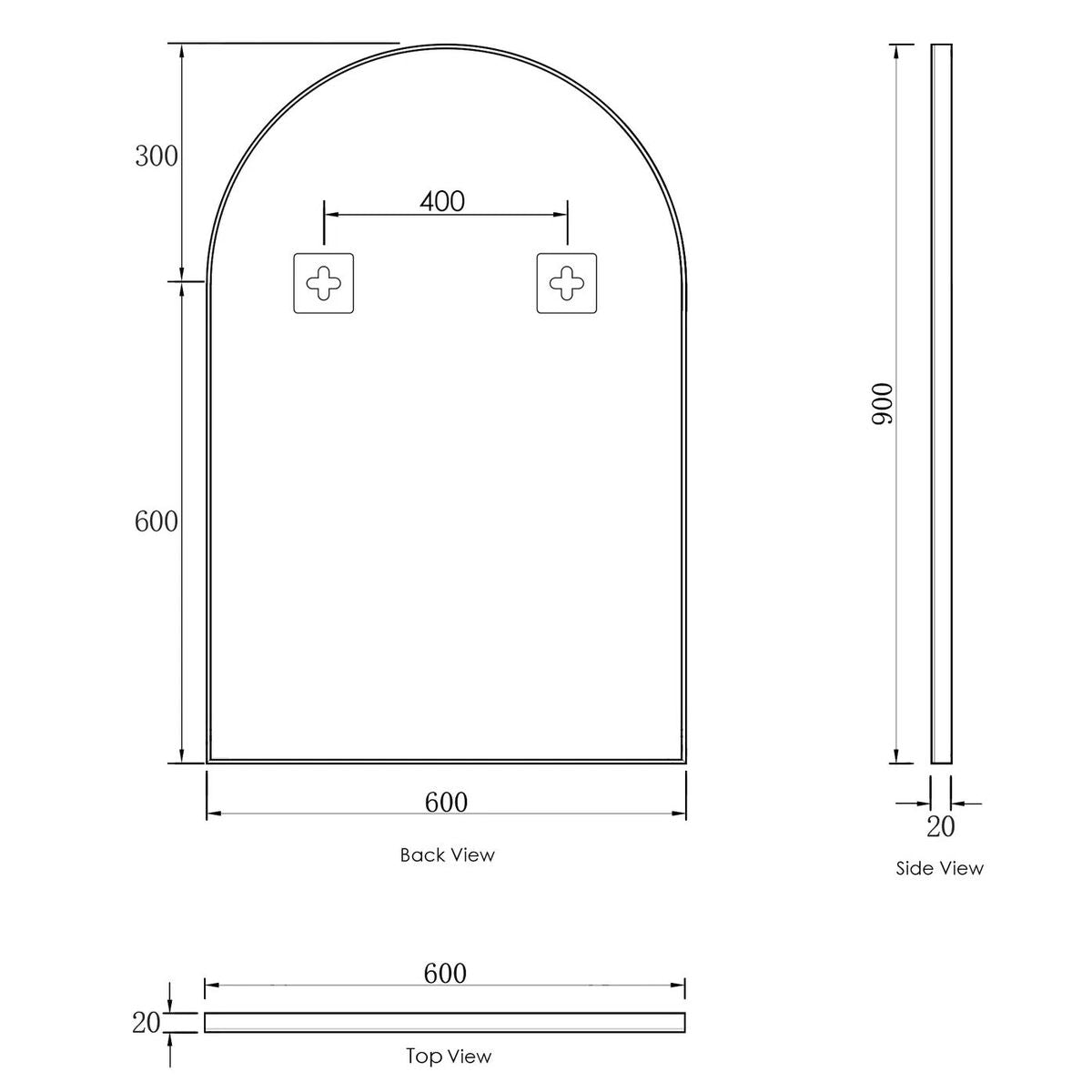 Archie 900x600 White Metal Framed Mirror