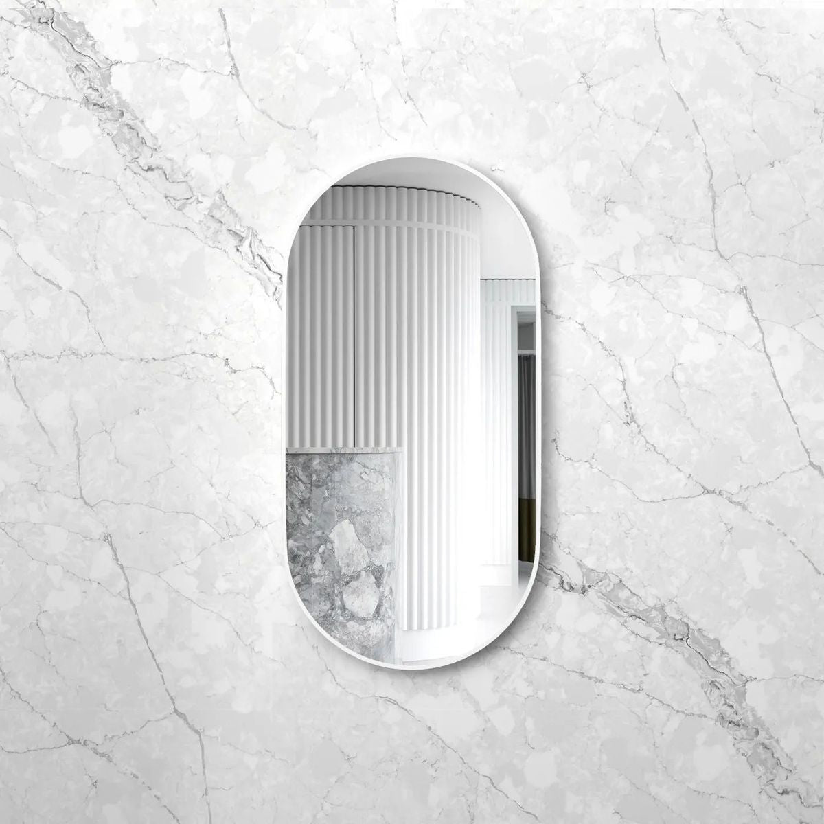 Noosa 1200x600 White Metal Frame Mirror