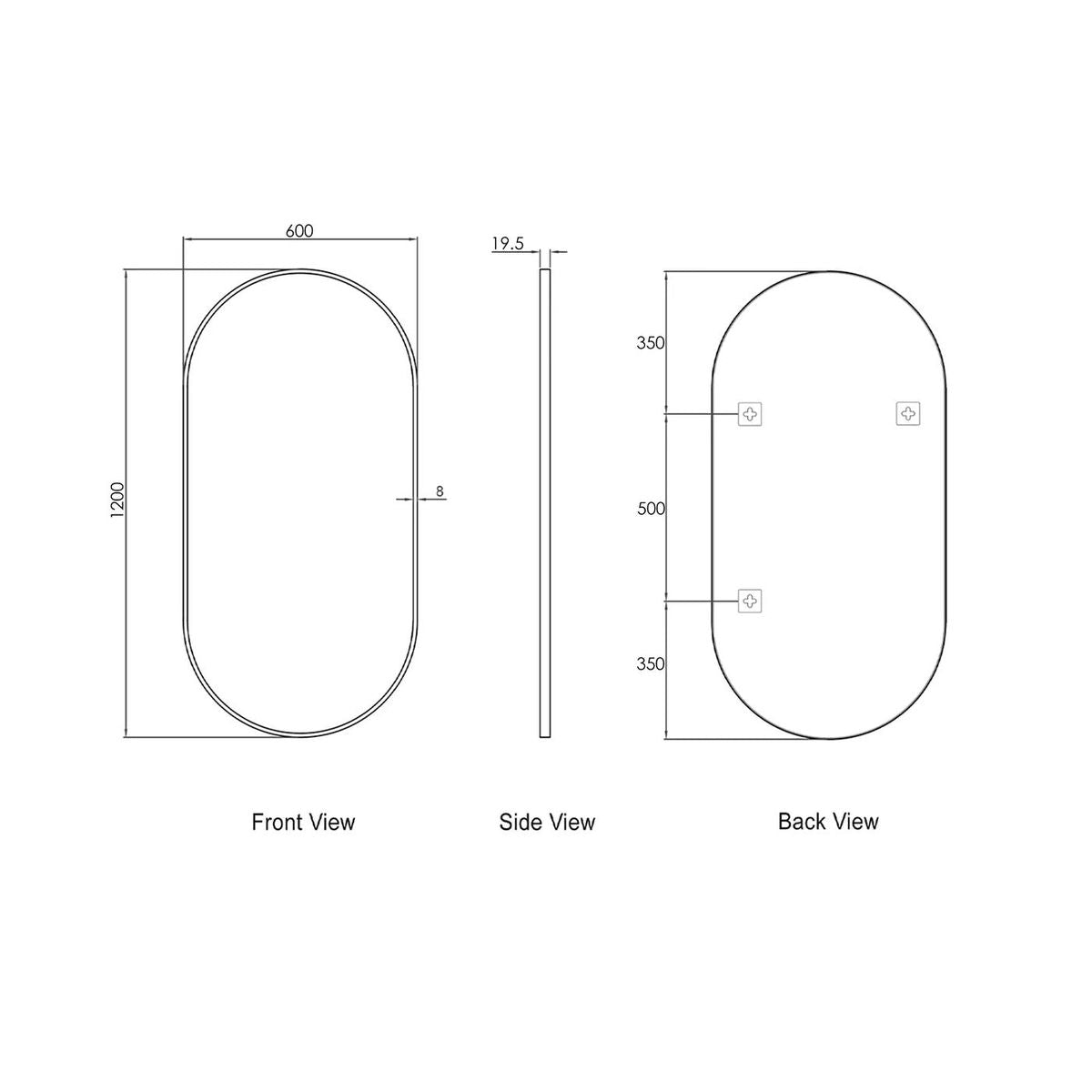 Noosa 1200x600 White Metal Frame Mirror