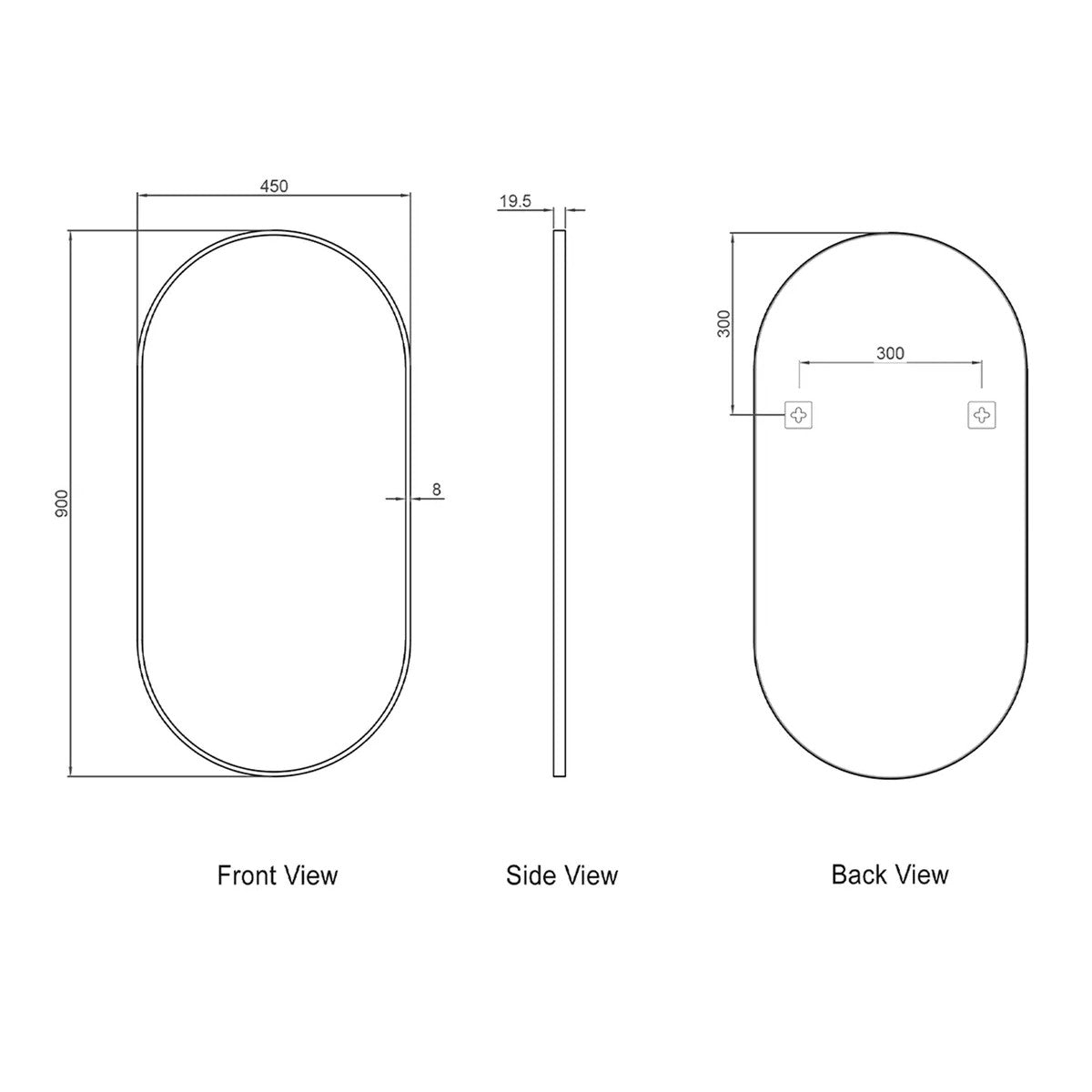 Noosa 900mm Oval Metal Framed Mirror in Matte Black