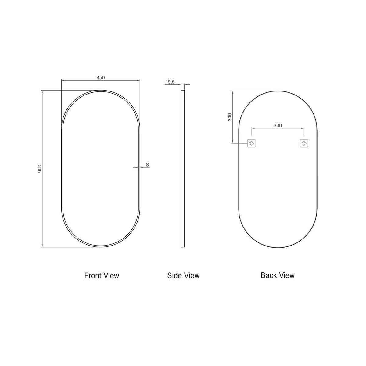 Noosa 900x450 White Metal Frame Mirror