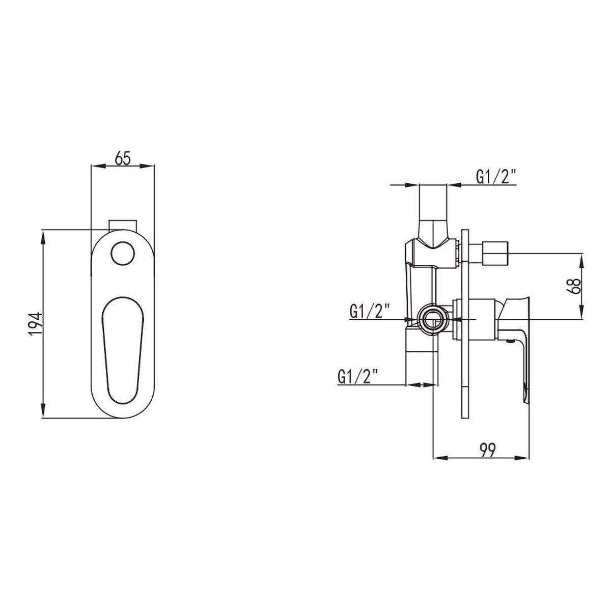Studio Bagno Mia Shower/Bath Mixer With Diverter - Chrome