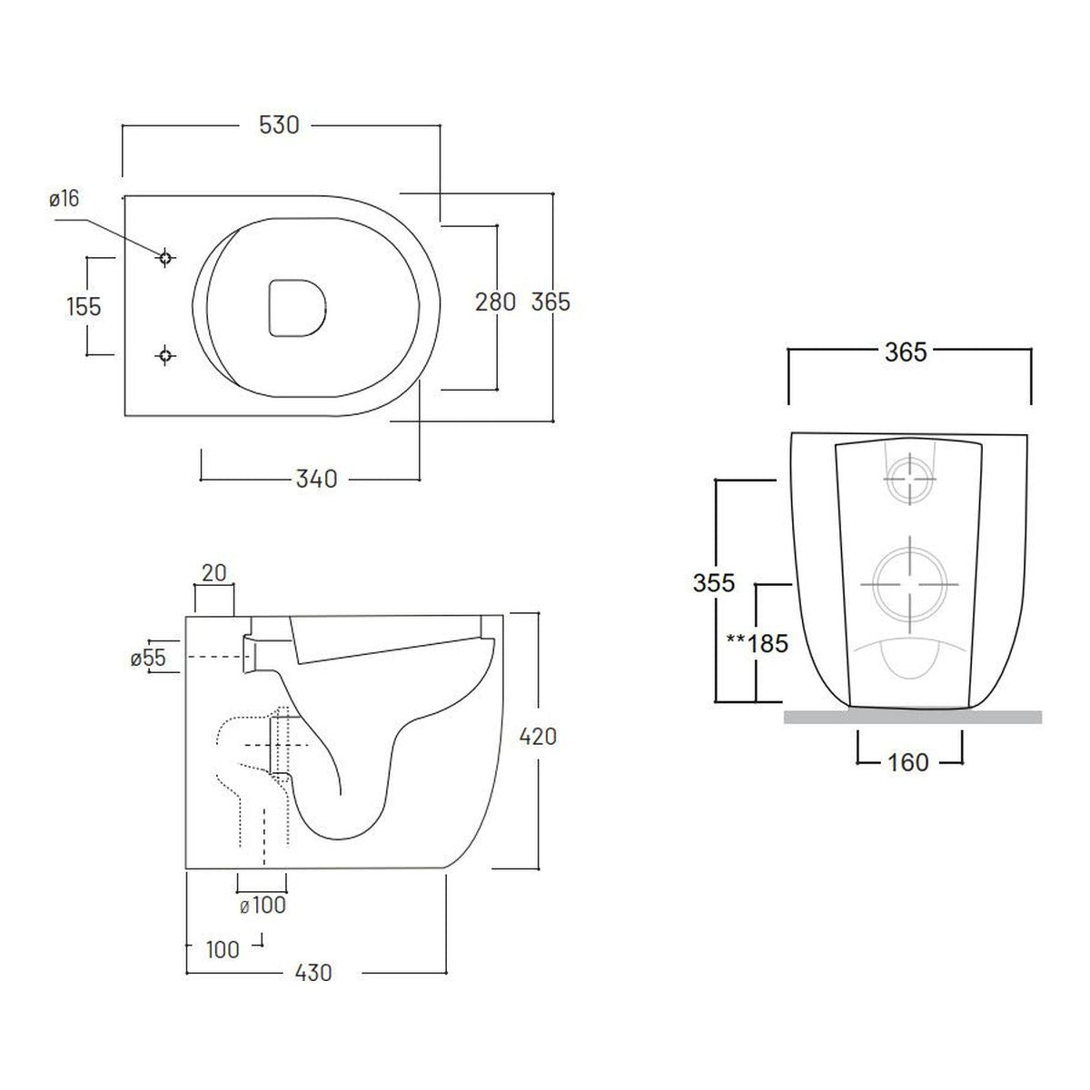 Studio Bagno Milady Wall Faced Package With Oli 74 Pneumatic Cistern