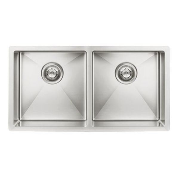 Meir Kitchen Sink Double Bowl 860 x 440, Brushed Nickel
