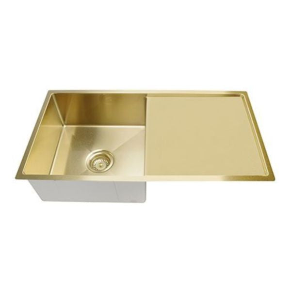 Meir Kitchen Sink Single Bowl & Drainboard 840 x 440, Brushed Gold