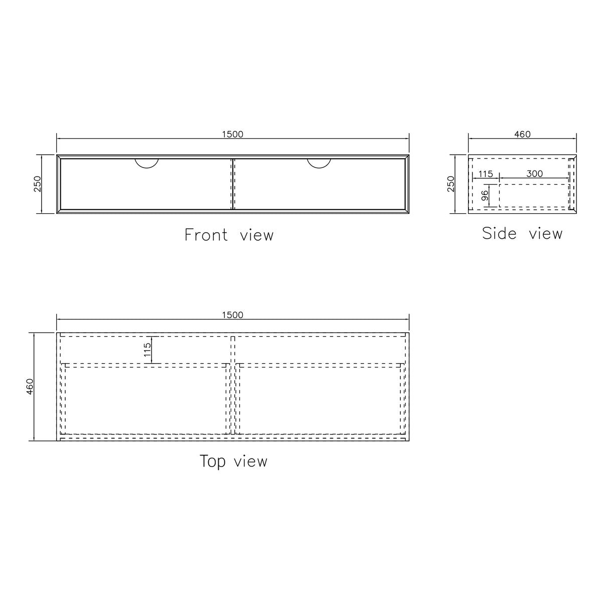 Otti Moonlight 1500mm White Wall Hung Cabinet