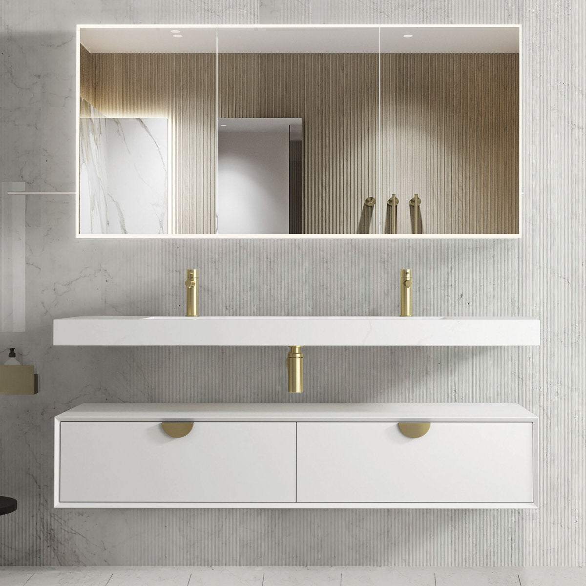 Otti Moonlight 1500mm White Wall Hung Cabinet