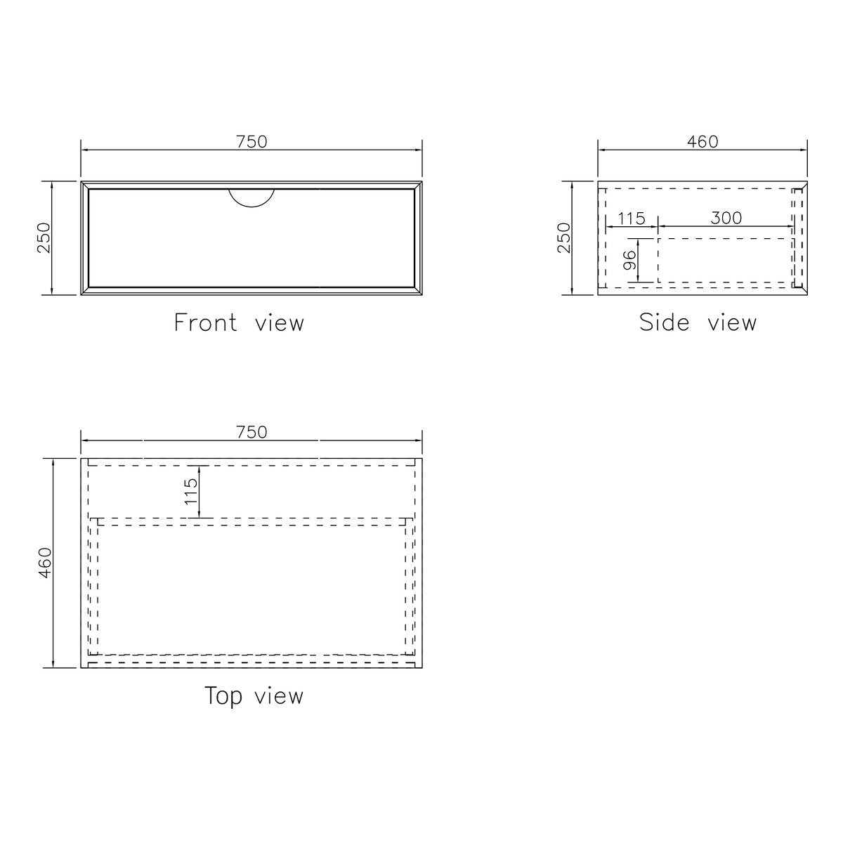 Otti Moonlight 750mm White Wall Hung Cabinet