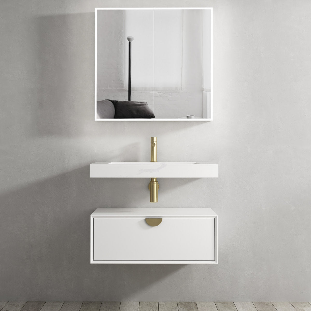 Otti Moonlight 750mm White Wall Hung Cabinet
