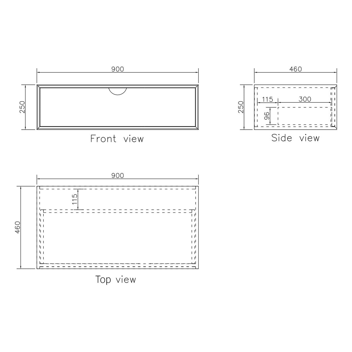 Otti Moonlight 900mm White Wall Hung Cabinet