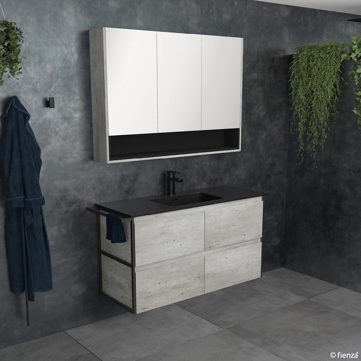 Fienza Amato Matte Black Twin Towel Rail Frame Side Panel Kit