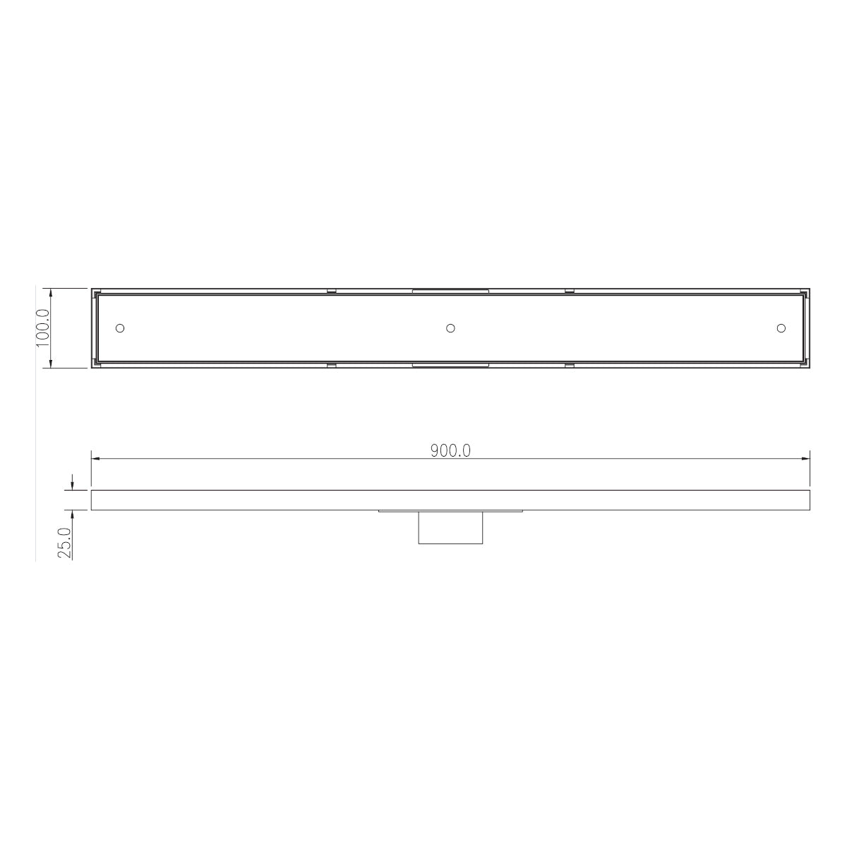 Meir Shower Channel Waste With Tile Insert 900mm, Shadow
