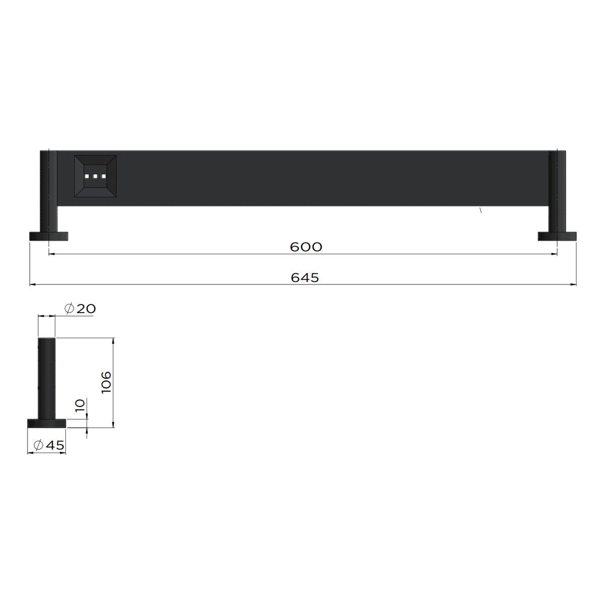 Round Bathroom Shelf Matte Black