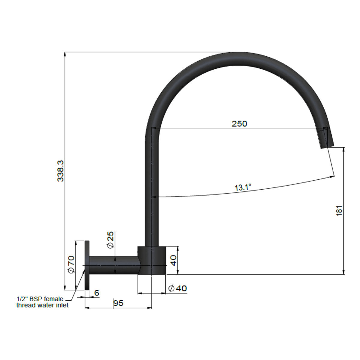Round High-Rise Swivel Wall Spout Chrome