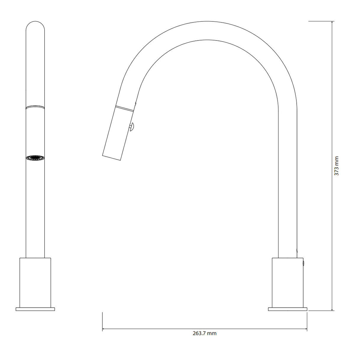 Meir Kitchen Hob Spout With Pull Out Nozzle Matte Black