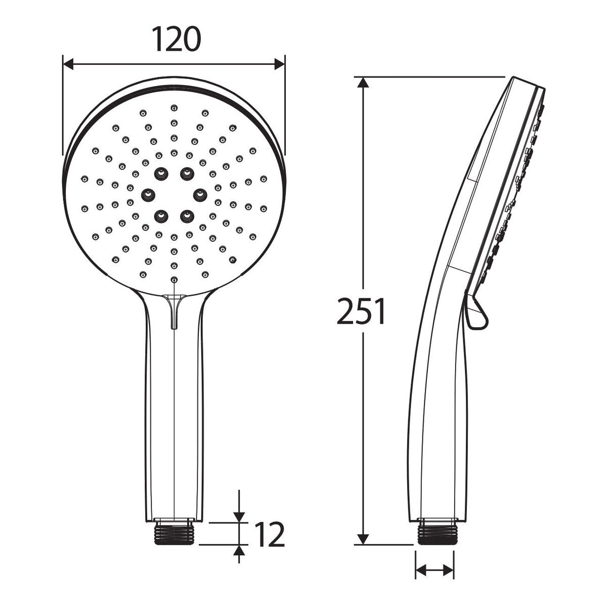 Fienza Empire Slim Handheld Shower Head 3 Function, Brushed Nickel