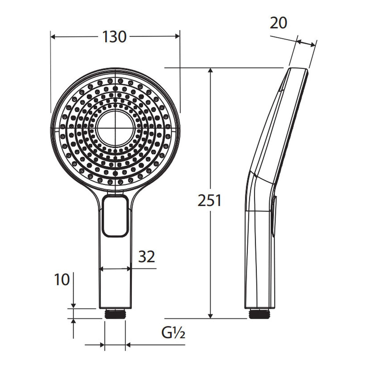 Fienza Kuro Hand Shower Head, Round, Matte Black