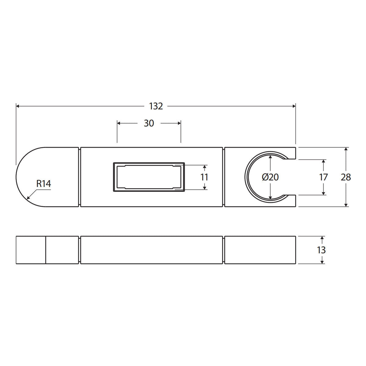 Fienza Empire Slim Slider For Rail Shower, Matte Black