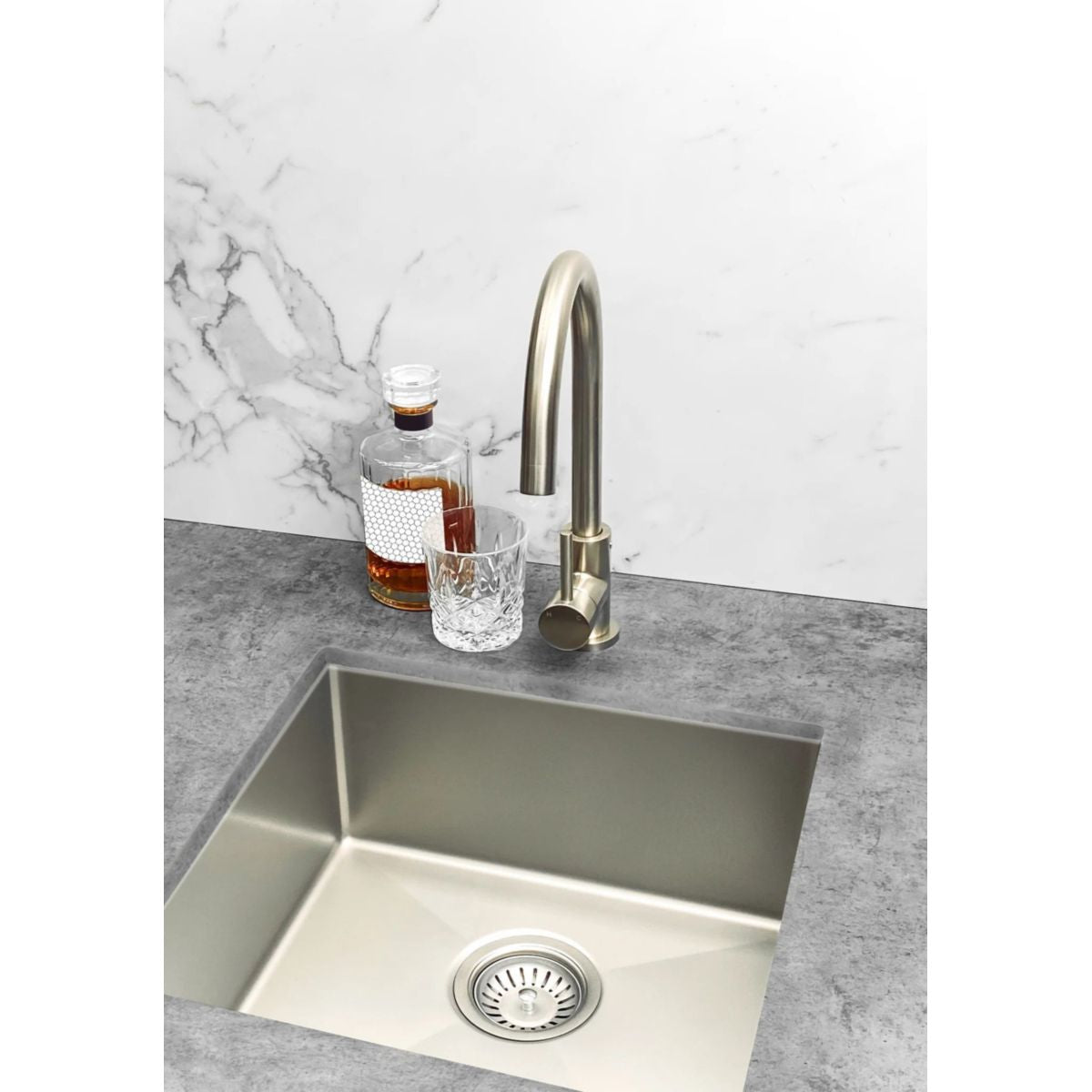 Meir Lavello Sink Strainer And Waste Plug Basket With Stopper, Brushed Nickel