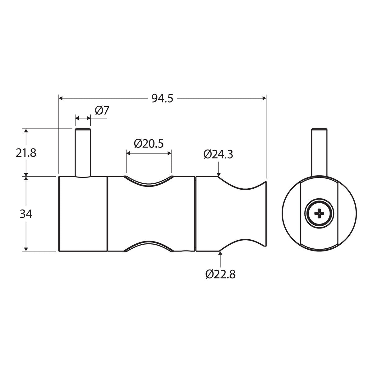 Fienza Round Slider For Shower Rail, Matte Black
