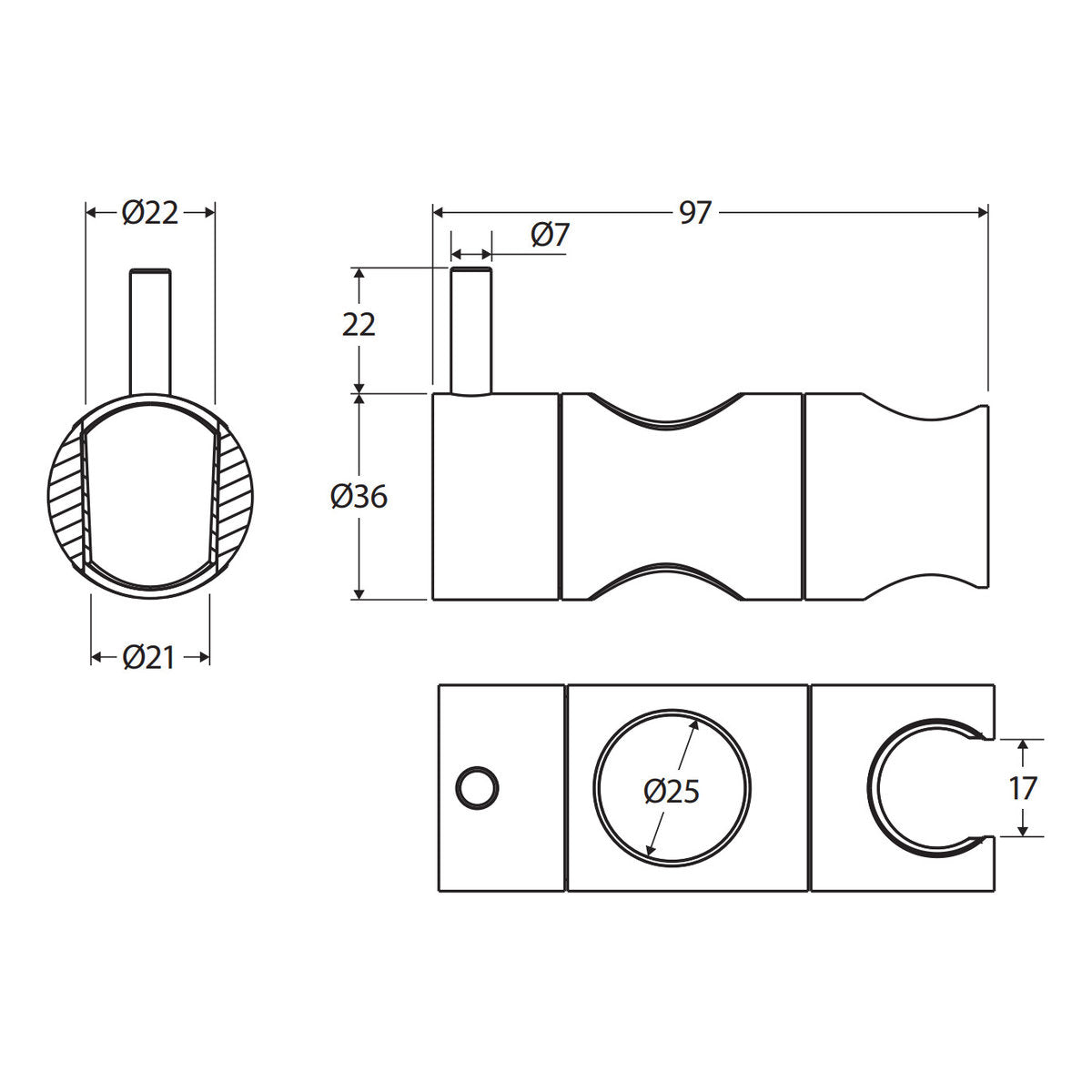 Fienza Round Slider For Shower Rail, Brushed Stainless Steel
