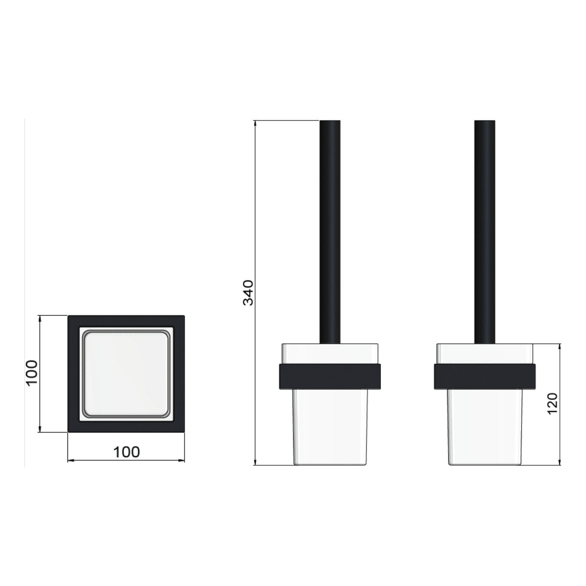 Square Toilet Brush & Holder Matte Black