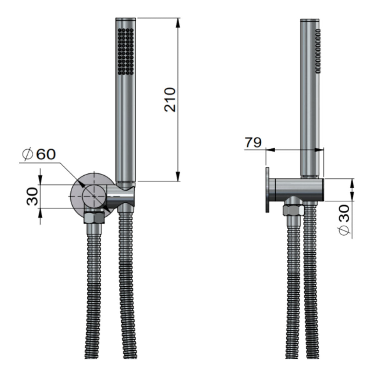 Meir Outdoor Round Hand Shower On Swivel Bracket SS316 Stainless Steel