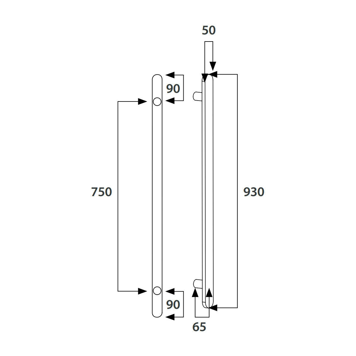 Radiant Non Heated Vertical Flat Bar Towel Rail 50 x 930mm - Antique Brass