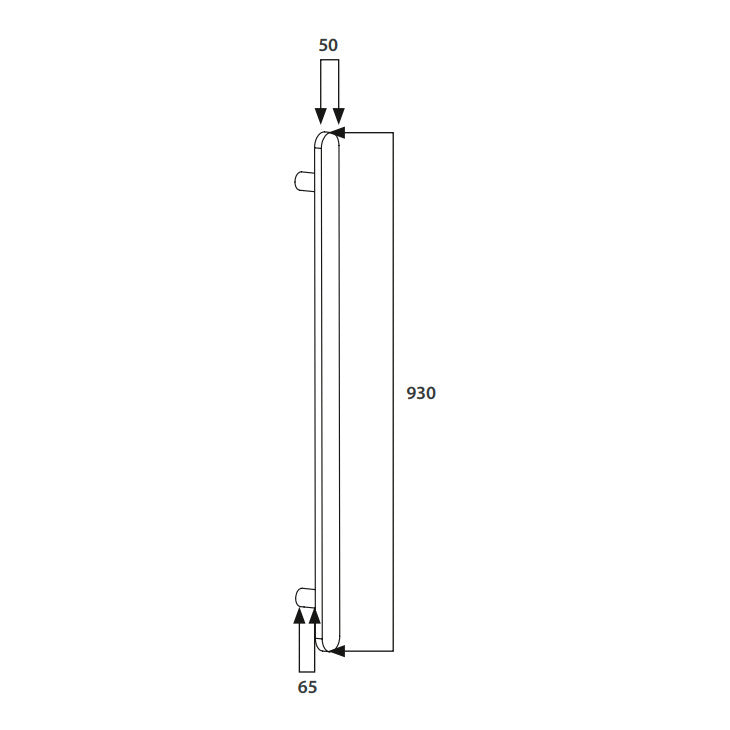 Radiant Non Heated Vertical Flat Bar Towel Rail 50 X 930mm - Matt White