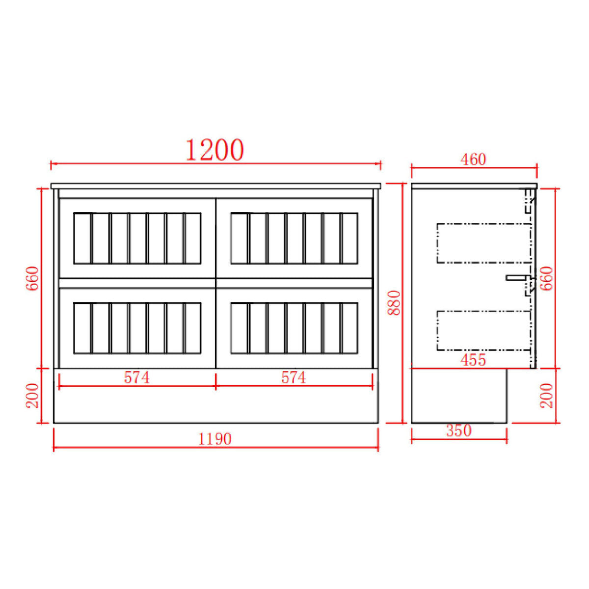 Bayside 1200mm Double Basin Wall Hung Vanity Cabinet Matte White