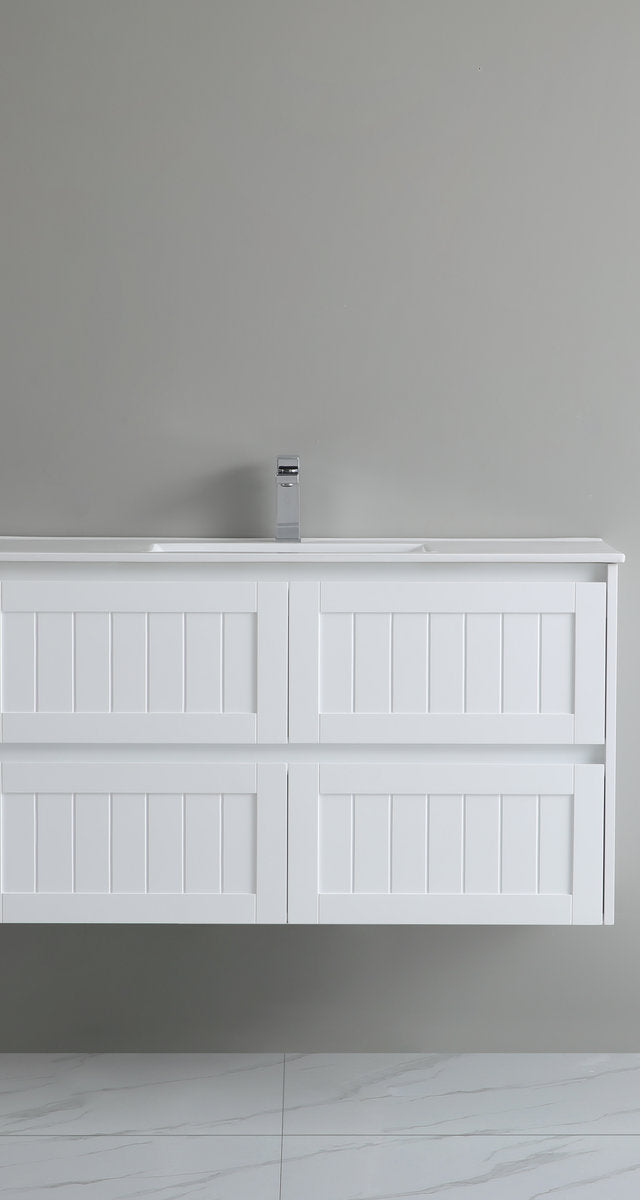 Bayside 1200mm Single Basin Wall Hung Vanity Cabinet Matte White