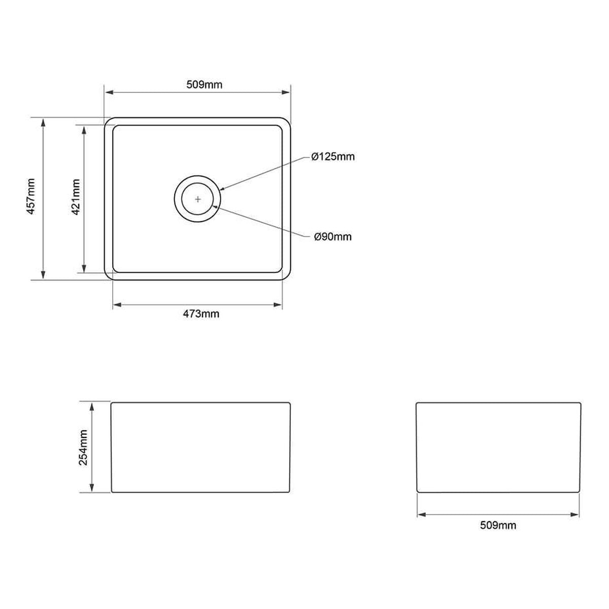 Novi 51x46 Fireclay Matte White Sink