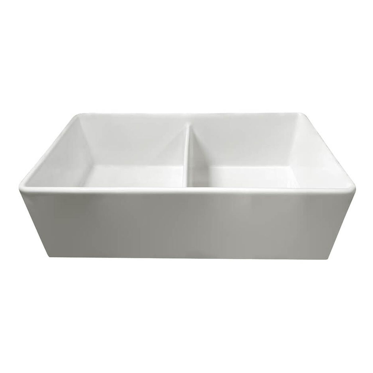 Novi 84 x 46 Fine Fireclay Matte White Farmhouse Butler Sink With Overflow