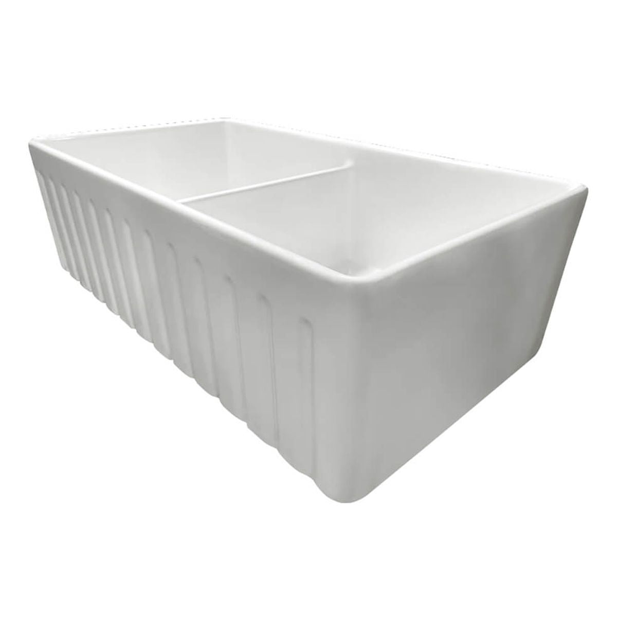 Novi 84 x 46 Fine Fireclay Matte White Farmhouse Butler Sink With Overflow