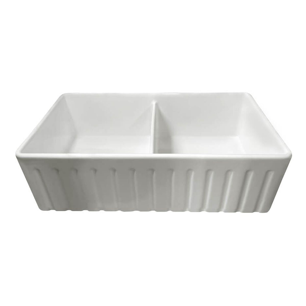 Novi 84 x 46 Fine Fireclay Matte White Farmhouse Butler Sink With Overflow