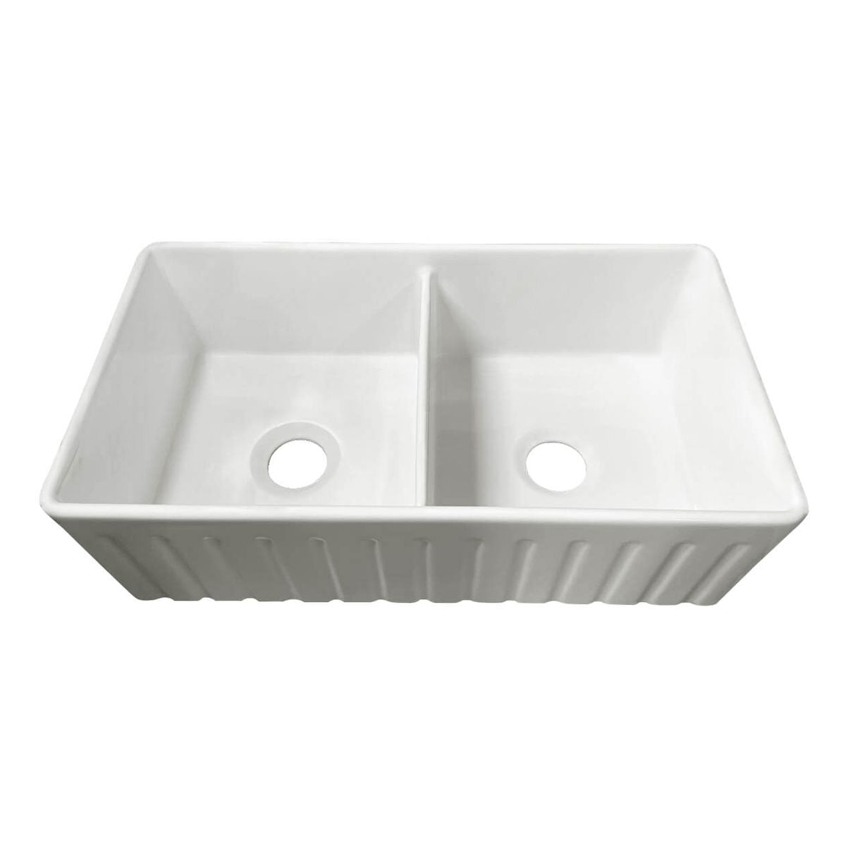 Novi 84 x 46 Fine Fireclay Matte White Farmhouse Butler Sink With Overflow