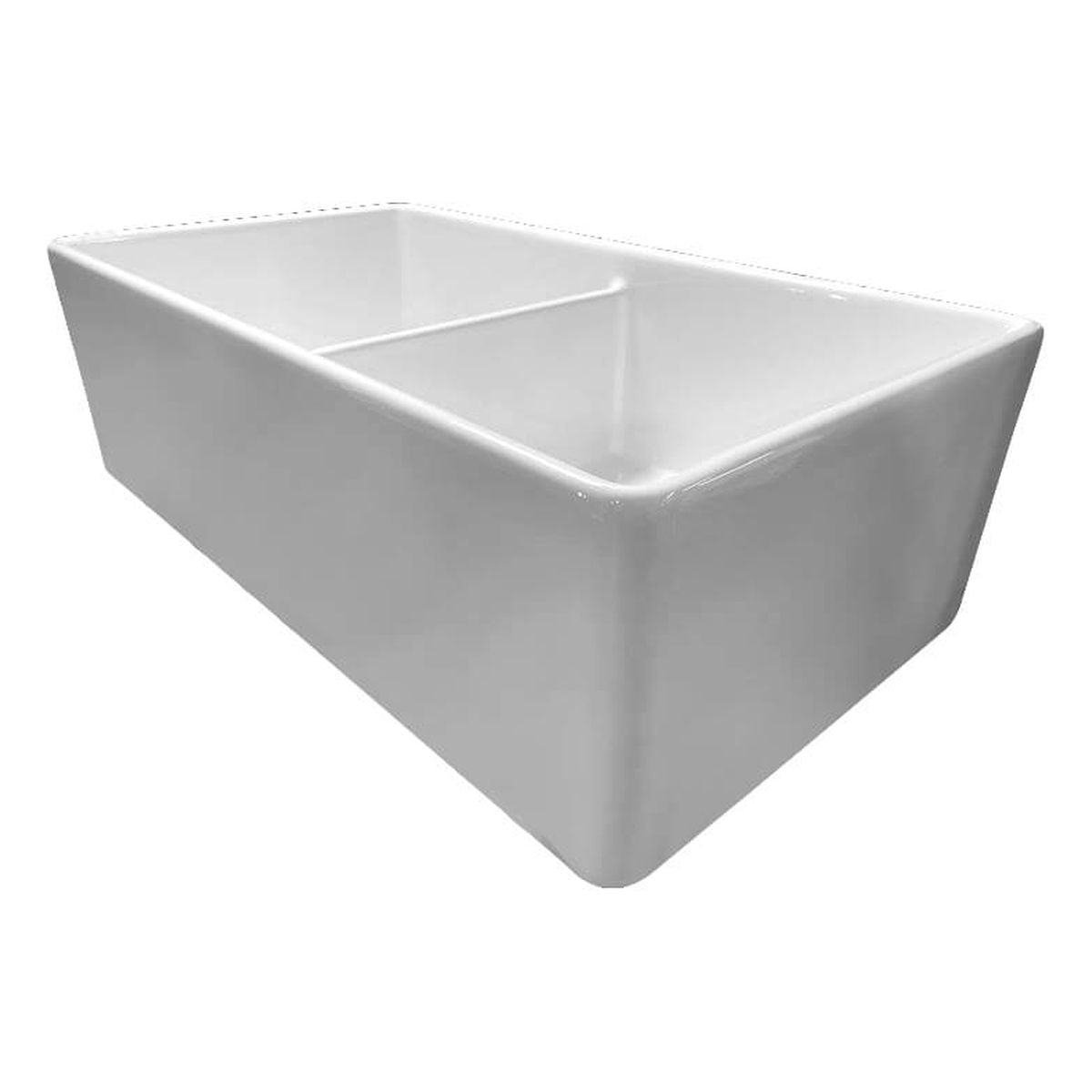 Novi 84 x 46 Fine Fireclay Gloss White Farmhouse Butler Sink With Overflow