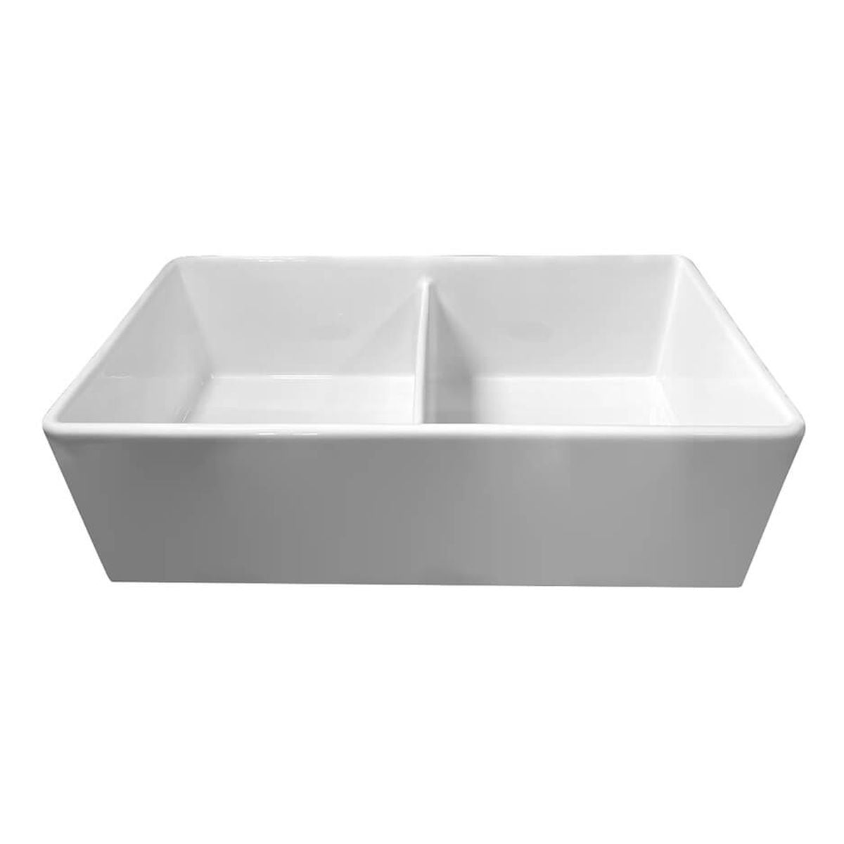 Novi 84 x 46 Fine Fireclay Gloss White Farmhouse Butler Sink With Overflow