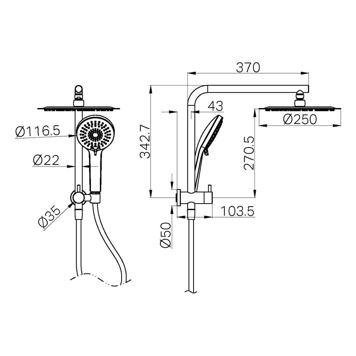 Nero Mecca 2 In 1 Twin Shower Chrome