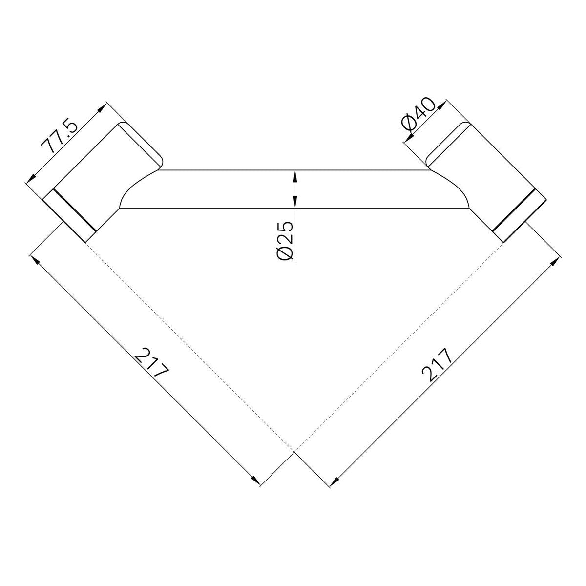 Nero Mecca Care 25mm Footrest Corner Grab Rail 215mm Gun Metal