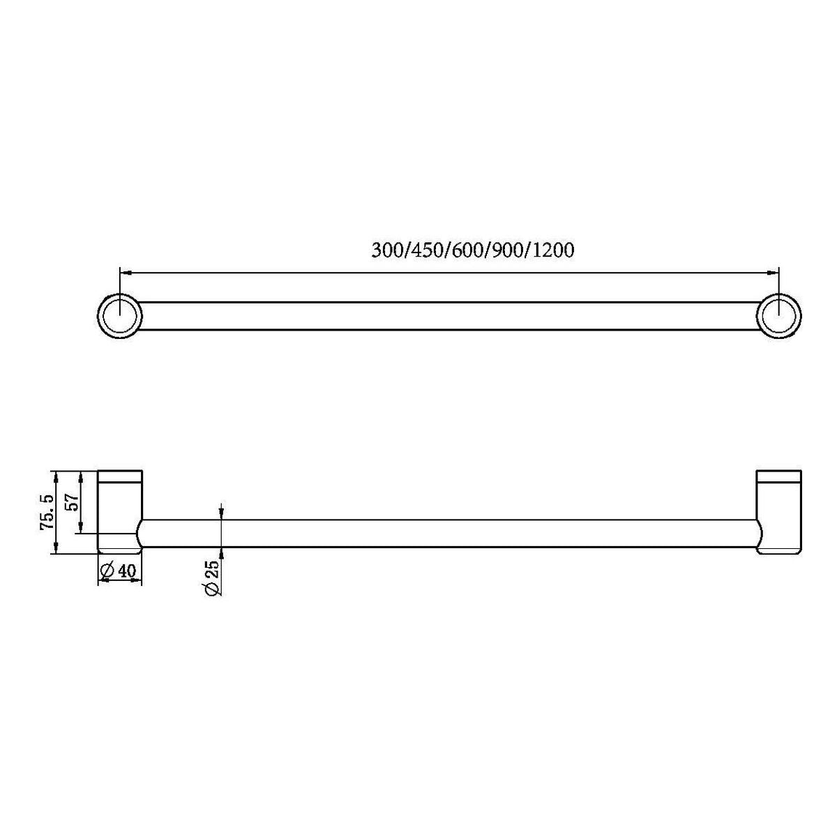 Nero Mecca Care 25mm Grab Rail 450mm Brushed Gold