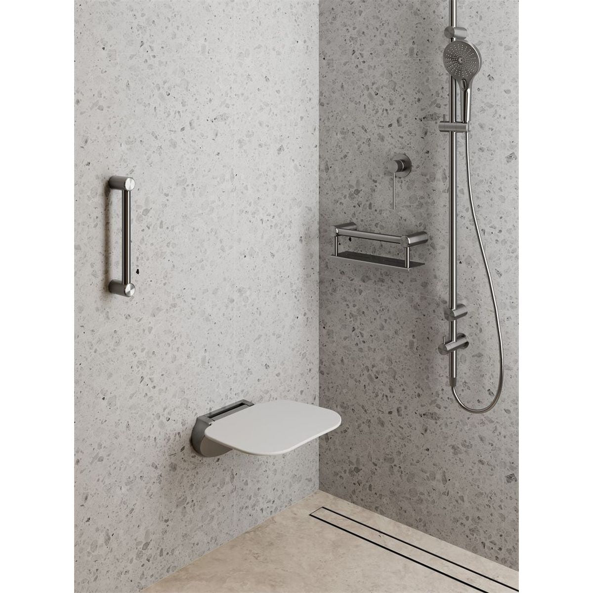 Nero Mecca Care 25mm Grab Rail With Shelf 300mm - Chrome